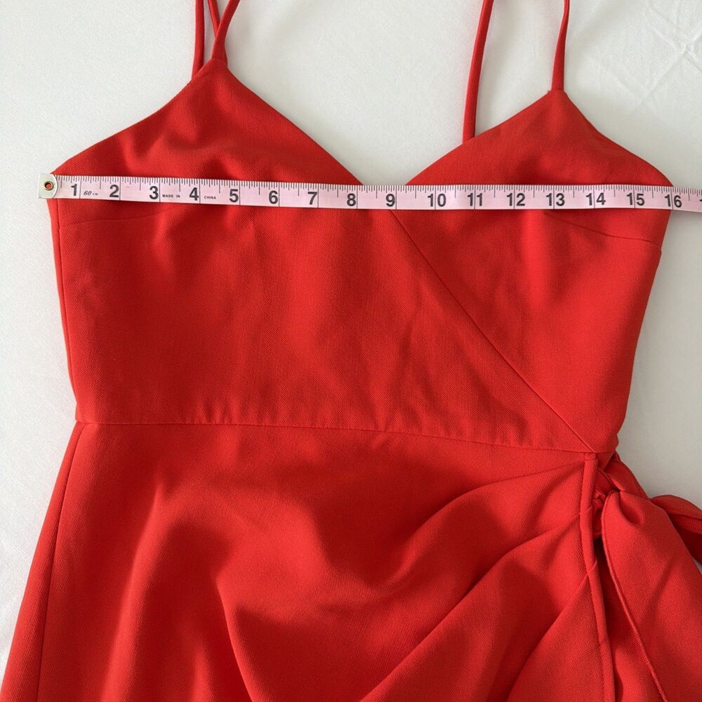 French Connection Womens Sz US 4 Whisper Faux Wrap Dress Red V-Neck Resort EUC - Picture 11 of 14